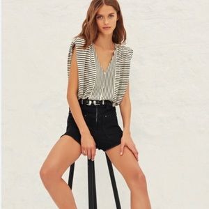 Ba&sh blue and cream striped sleeveless sweater